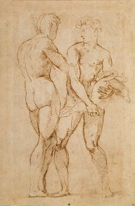 Deux hommes nus debout, l